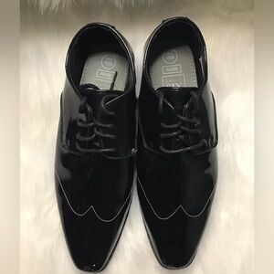 Men shoes,After Six Black Shiny (Vinyl) Tuxedo Formal Dress Shoes Size 10W.